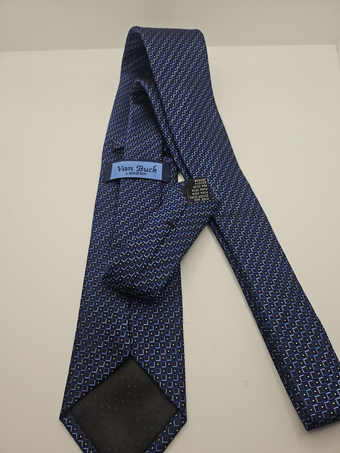 Van Buck Blue Geometric pattern Mens Silk Tie Wedding Formal Neck Tie BX15