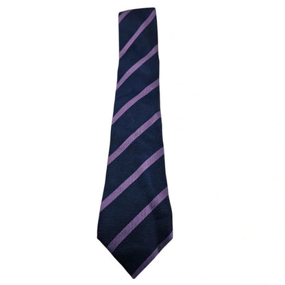 TM Lewin Men's Deep Purple Striped Contrast Silk Wedding formal Neck tie