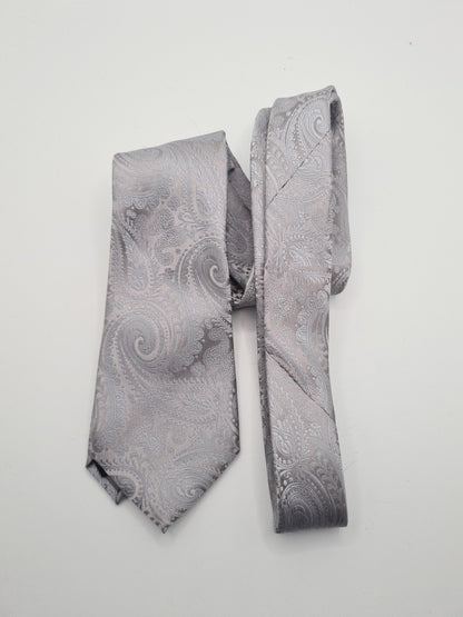Moss Silver Paisley Jacquard Mens Silk Tie Classic Designer Necktie Paisley Vintage Mens Tie UK BX11