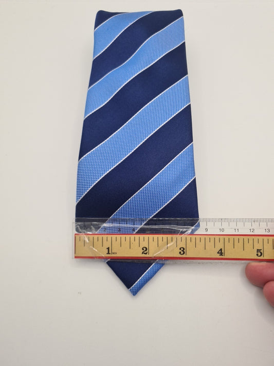 M & S Blue Stripe Pattern Mens Silk Tie Classic Designer Necktie Striped Vintage Mens Tie UK BX11