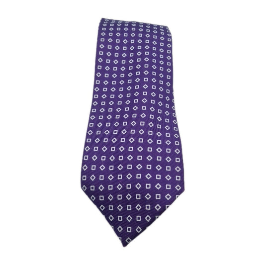 Purple geometric pattern Mens Silk Tie Classic Designer Necktie Formal Geometric Vintage Mens Tie UK BX6