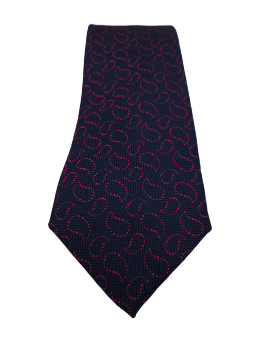 Charles Tyrwhitt Silk Tie Mens Navy Blue Red Droplet Paisley Y2k Neck Tie BX13