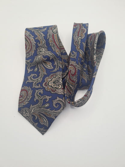 Harrods Blue Pattern Mens Silk Tie Classic Designer Necktie Formal Vintage Mens Tie UK BX9