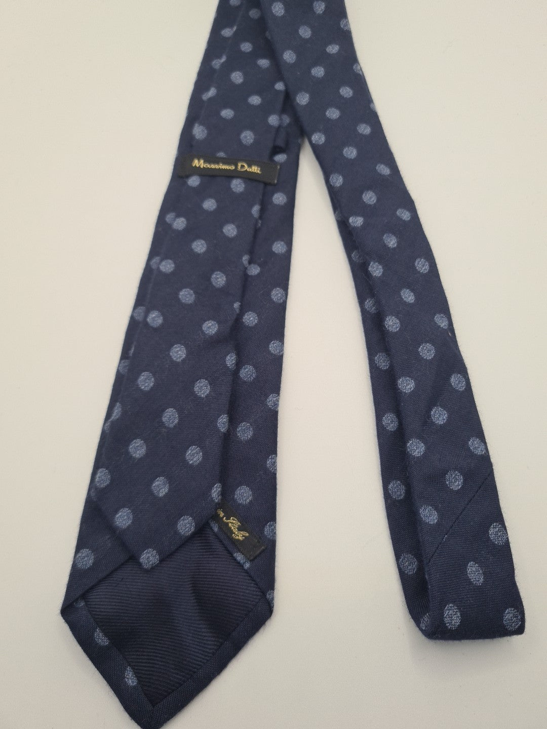 Massimo Dutti Blue Polka Dot Mens Silk Tie Classic Designer Necktie Spotted Vintage Mens Tie UK BX11