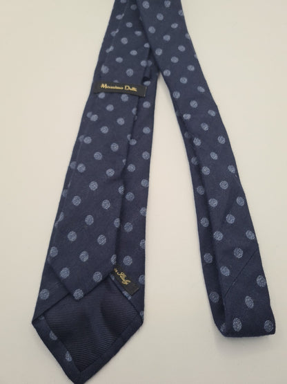 Massimo Dutti Blue Polka Dot Mens Silk Tie Classic Designer Necktie Spotted Vintage Mens Tie UK BX11