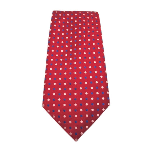 Charles Tyrwhitt Red Blue Spotty Mens Silk Tie Classic Designer Necktie Spotted Vintage Mens Tie UK BX13