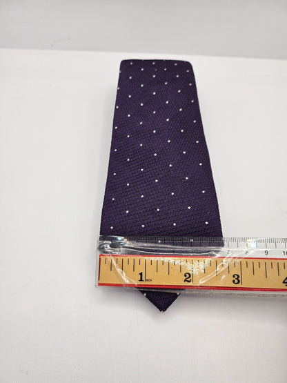 John Franzcomb Silk Tie Mens Purple Polka Dot Wedding Designer Vtg Neck Tie BX23
