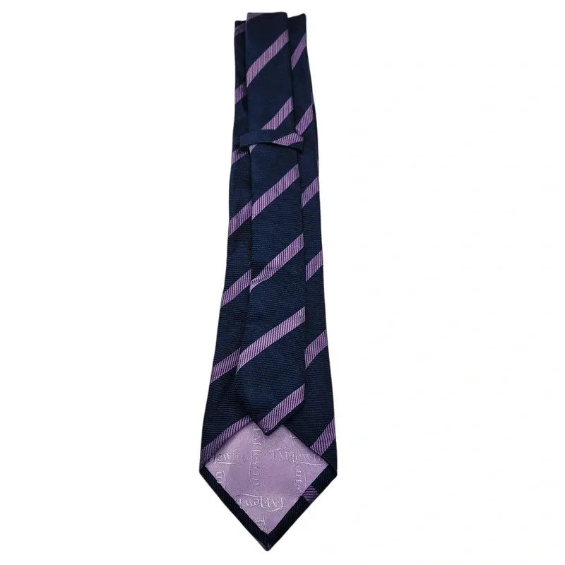 TM Lewin Men's Deep Purple Striped Contrast Silk Wedding formal Neck tie