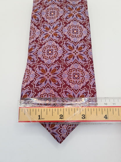 Vintage Maroon / Brown retro Flower Pattern Silk Tie Designer Mens Tie UK Vintage Mens Tie UK BX14