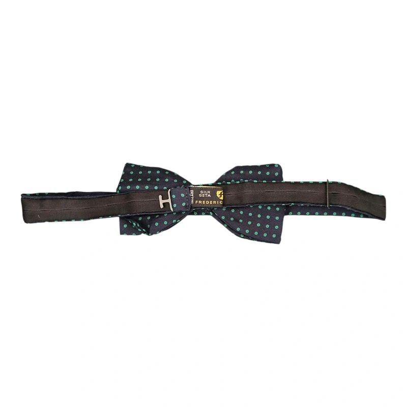 Fredrick Theak Navy Blue & Green Spotted Silk Bow Tie