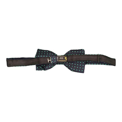 Fredrick Theak Navy Blue & Green Spotted Silk Bow Tie