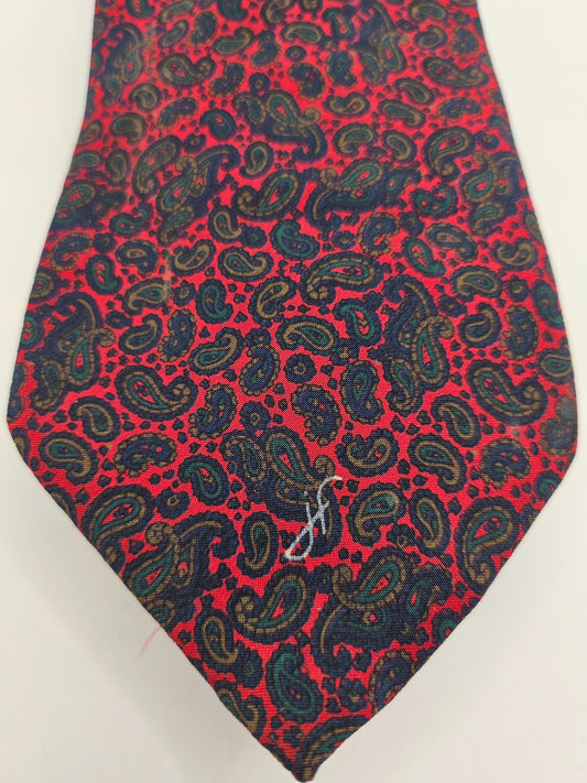 Jacques Fath Red Paisley Silk Tie