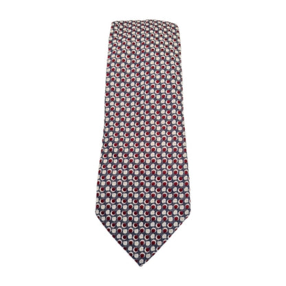 Flanels London Red Grey Circle Pattern Silk Tie | Designer Mens Tie UK Vintage Mens Tie UK BX13