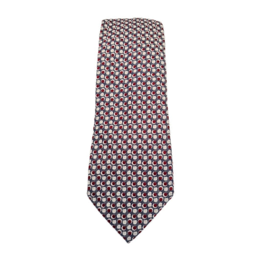 Flanels London Red Grey Circle Pattern Silk Tie | Designer Mens Tie UK Vintage Mens Tie UK BX13