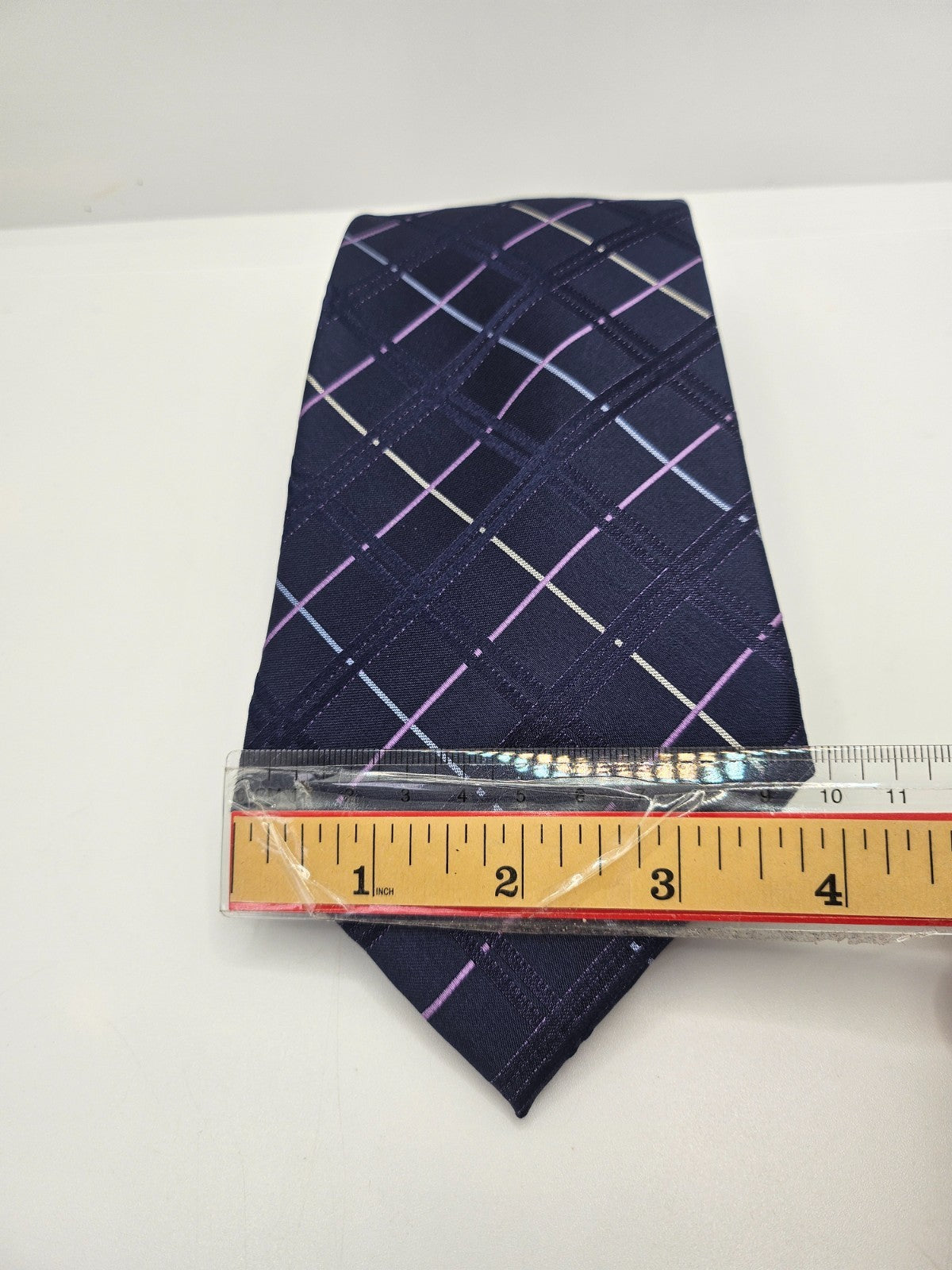 Ted Baker Silk Tie Mens Purple Navy Check Designer Vintage Retro Neck Tie BX15