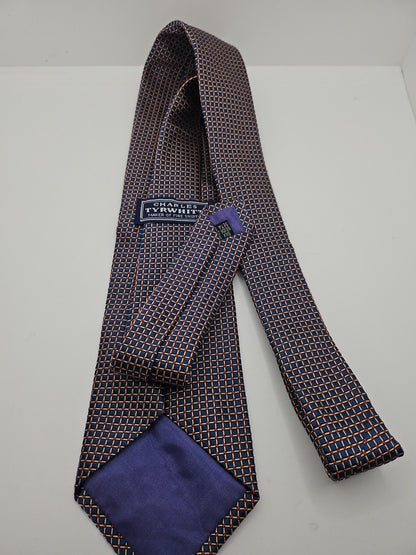 Charles Tyrwhitt Blue Geometric Mens Silk Tie Wedding Formal Neck Tie BX13