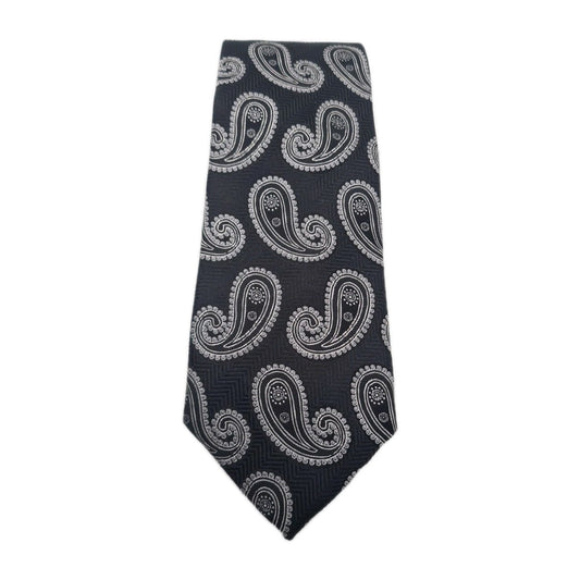 William Hunt Black Paisley Mens Silk Tie Classic Designer Necktie Paisley Vintage Mens Tie UK BX12