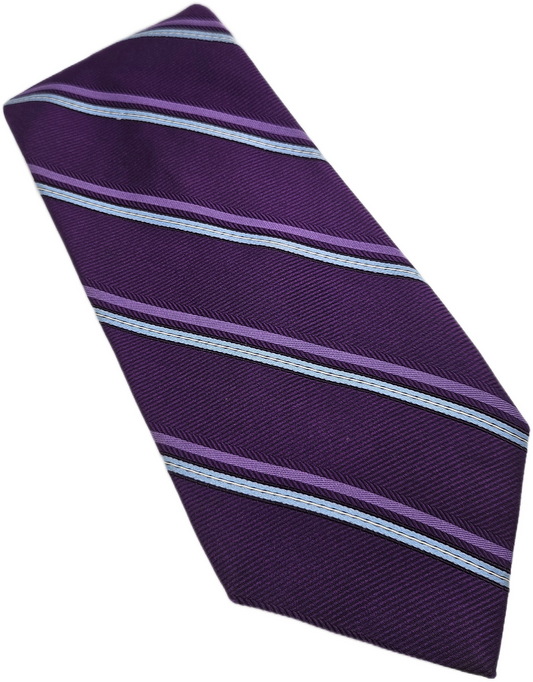 Brooks Brothers Silk Tie Mens Purple Striped Designer Vtg Wedding Neck Tie BX15