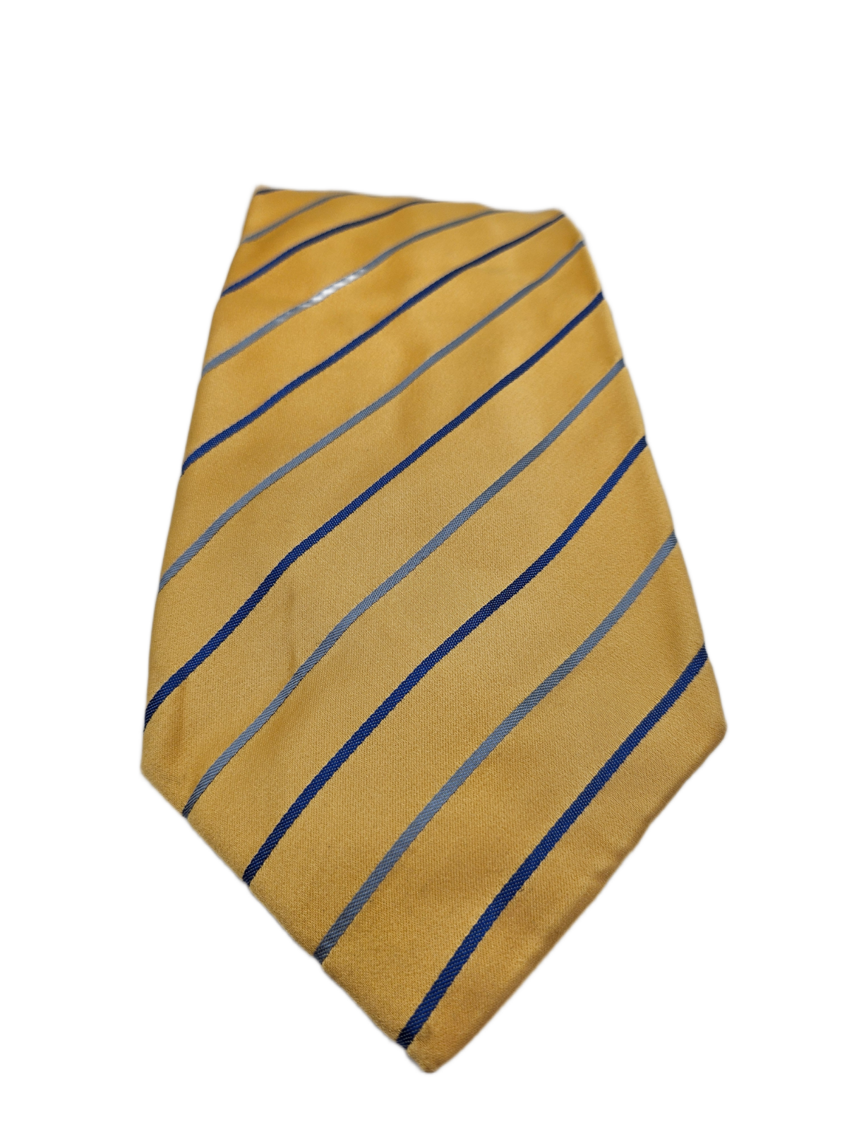 Thomas Pink Yellow Navy Blue Striped Silk Tie