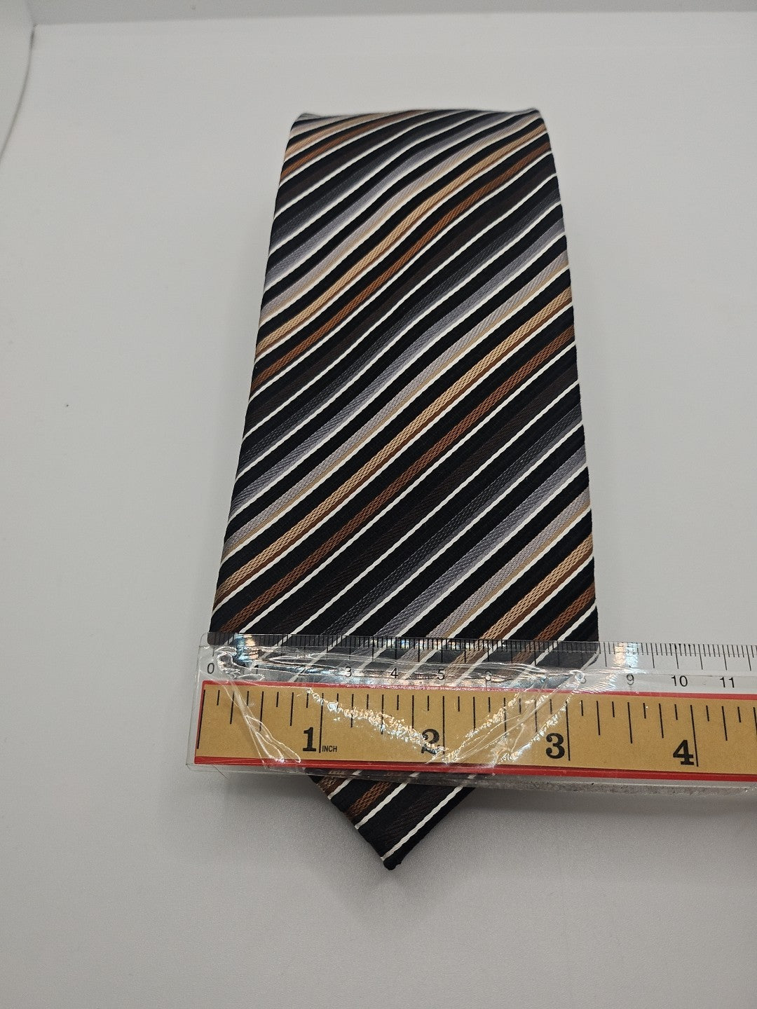 Van Buck Platinum Brown Stripe Mens Silk Tie Wedding Formal Neck Tie BX15