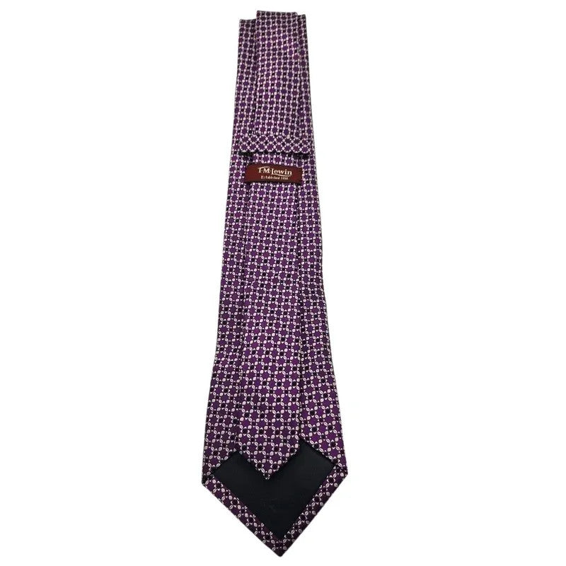 TM Lewin Men's Purple & Black Star Woven Silk Tie