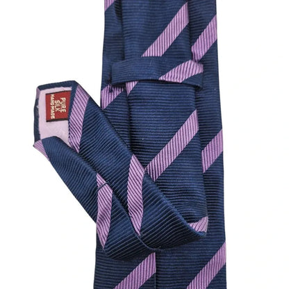 TM Lewin Men's Deep Purple Striped Contrast Silk Wedding formal Neck tie