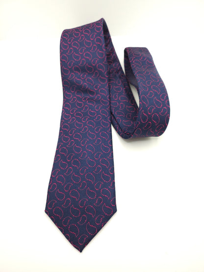 Charles Tyrwhitt Silk Tie Mens Navy Blue Red Droplet Paisley Y2k Neck Tie BX13