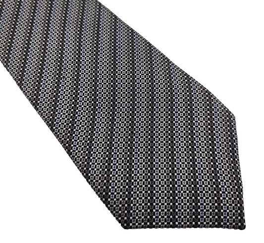 Ted Baker Mens Silk Tie Black Grey Striped Textured Vtg Retro Wedding Necktie R1