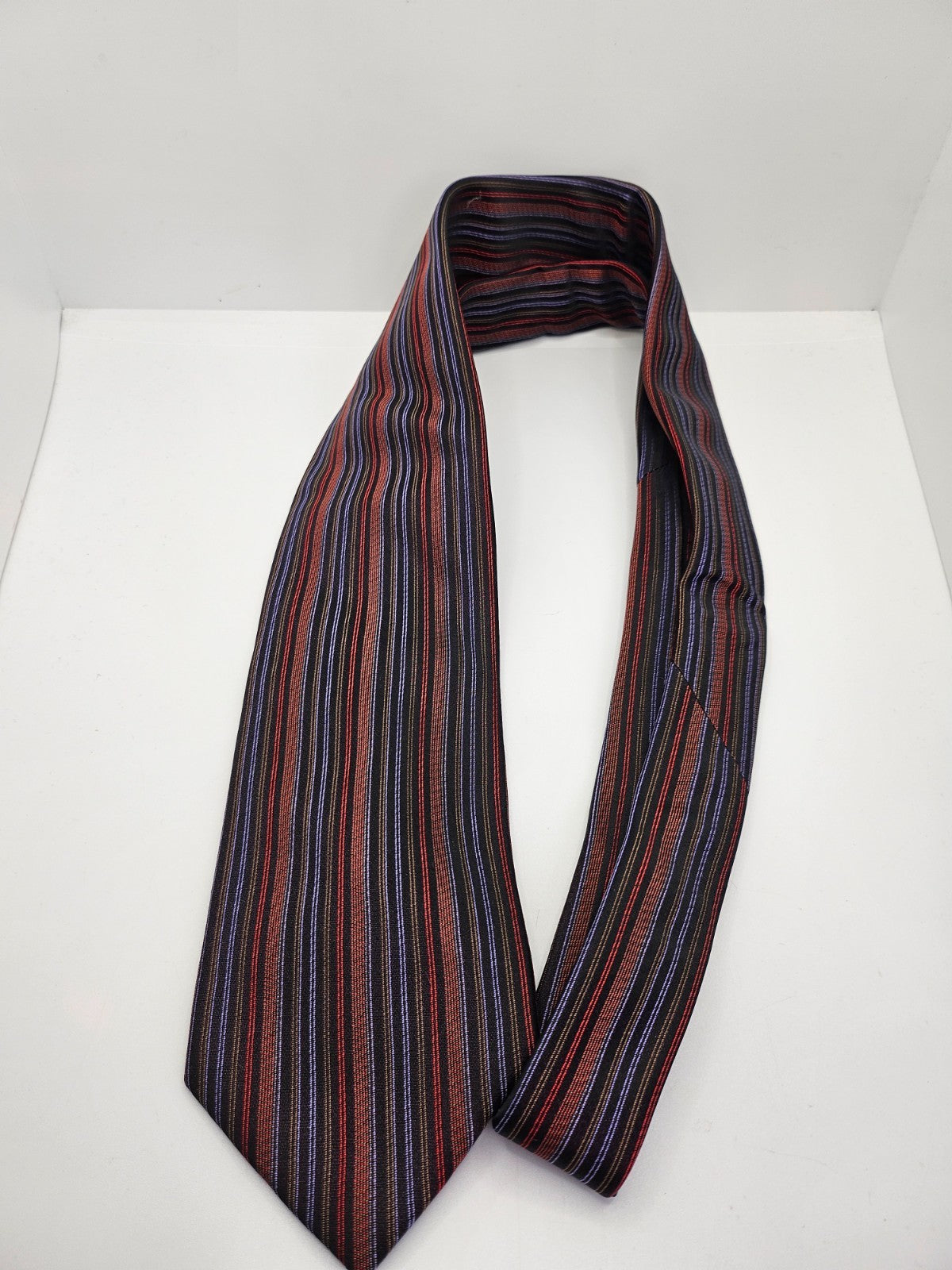 Ben Sherman Silk Tie Mens Multi Striped Business Wedding Retro Vtg Necktie BX26