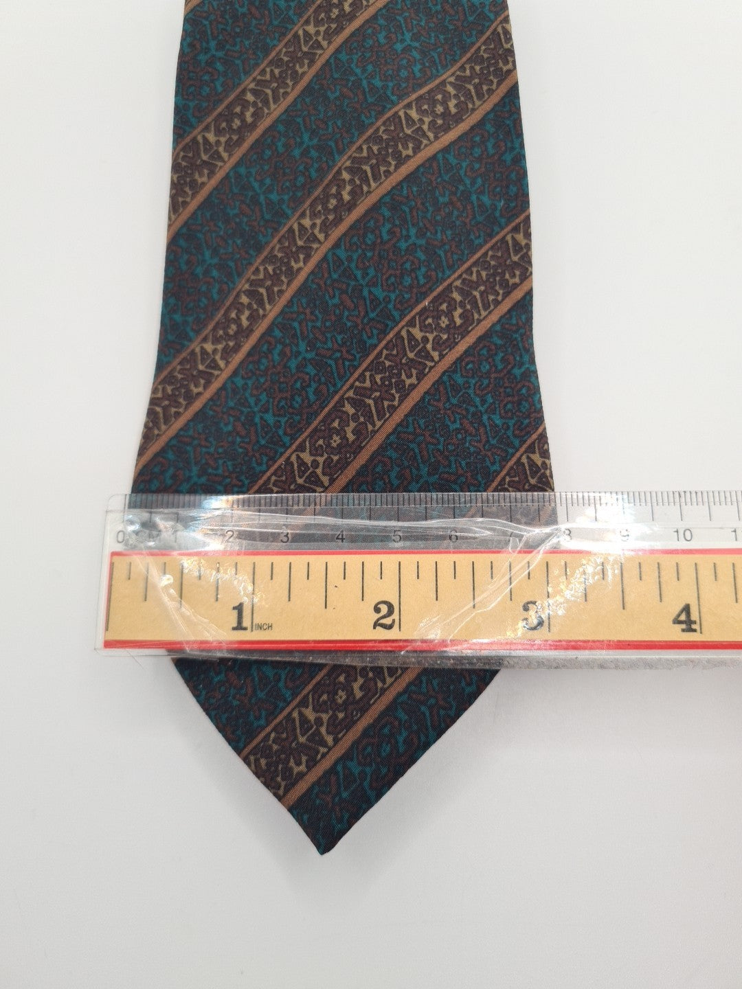 Vintage Green Pattern Silk Tie | Designer Mens Tie UK | Striped | Striped Vintage Mens Tie UK BX13