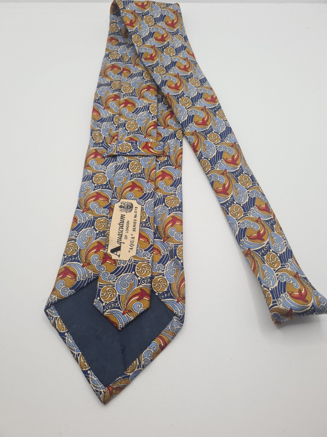 Vintage Aquascutum Sea Dolphin Mens Silk Tie Classic Designer Necktie Formal Vintage Mens Tie UK BX9