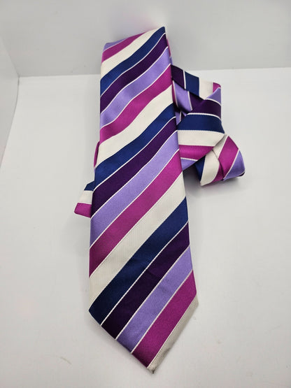 Marks & Spencer Silk Tie Mens Multi Block Diagonal Stripe Vintage Neck Tie BX26