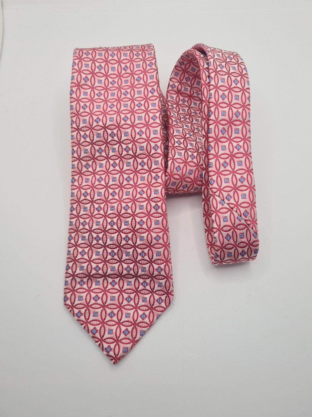 Charles Tyrwhitt Pink Geometric Mens Silk Tie Classic Designer Necktie Geometric Vintage Mens Tie UK BX11