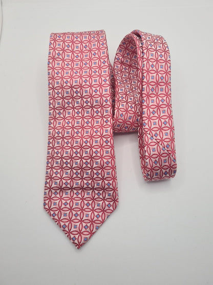Charles Tyrwhitt Pink Geometric Mens Silk Tie Classic Designer Necktie Geometric Vintage Mens Tie UK BX11