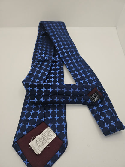 M & S Blue Cross Pattern Mens Silk Tie Wedding Formal Neck Tie BX15