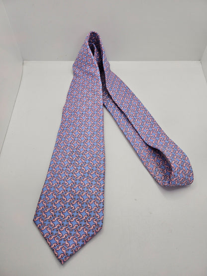 Marks & Spencer Silk Tie Mens Blue Pink Seahorse Novelty Designer Neck Tie BX23