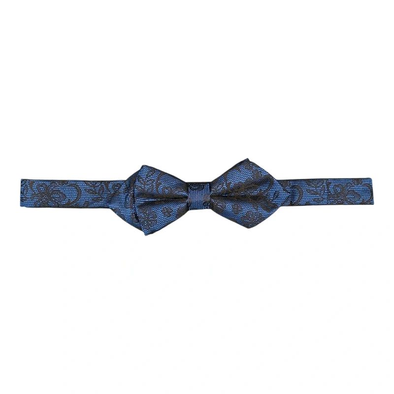 Moss London Dark Blue & Black Lace Print Bow Tie