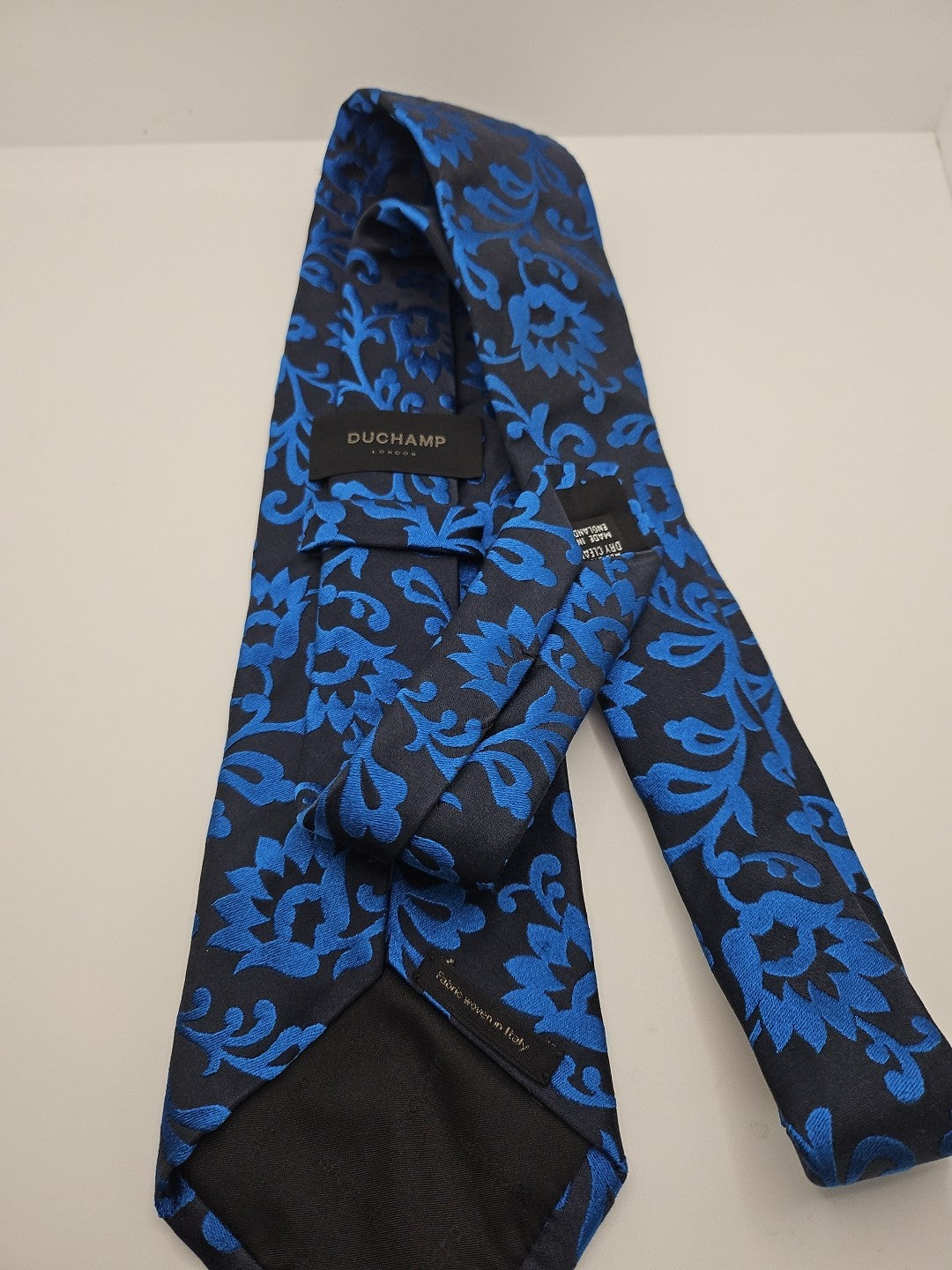 Duchamp Black / Blue Floral Pattern Mens Silk Tie Wedding Formal Neck Tie BX17