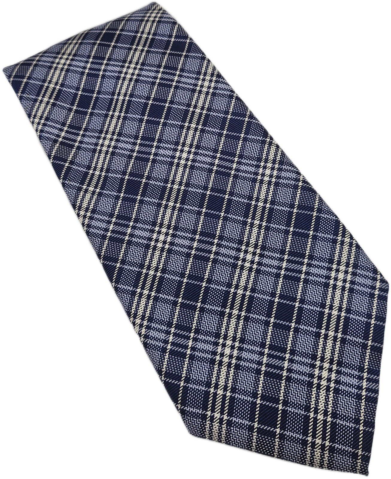 Massimo Dutti Blue Plaid Check Silk Tie