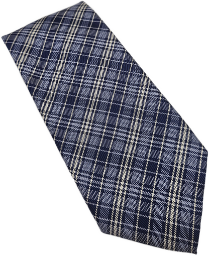 Massimo Dutti Blue Plaid Check Silk Tie