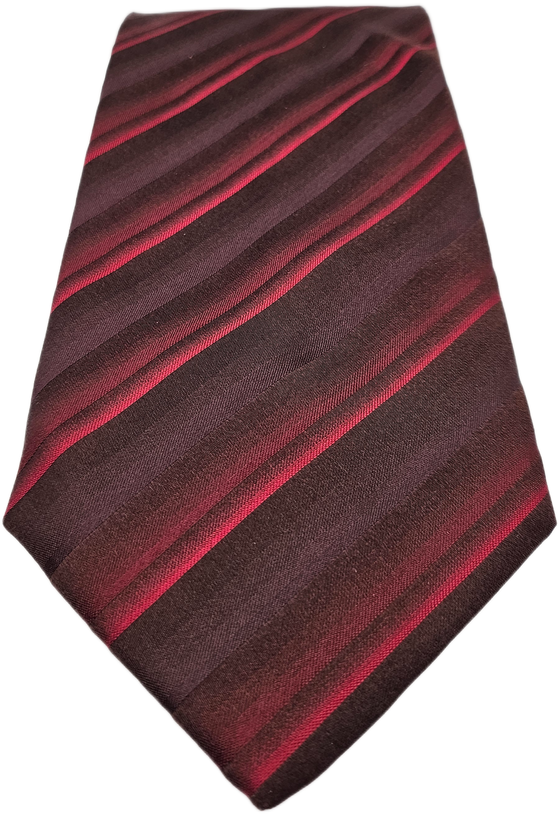 Hugo Boss Burgundy Red Striped Silk Tie