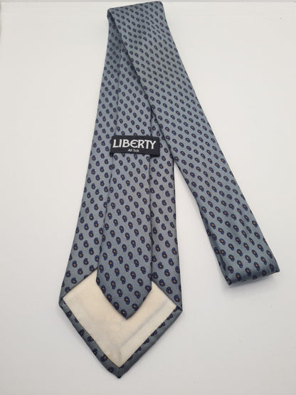 Vintage Liberty grey paisley Mens Silk Tie Classic Designer Necktie Formal Paisley Vintage Mens Tie UK BX10