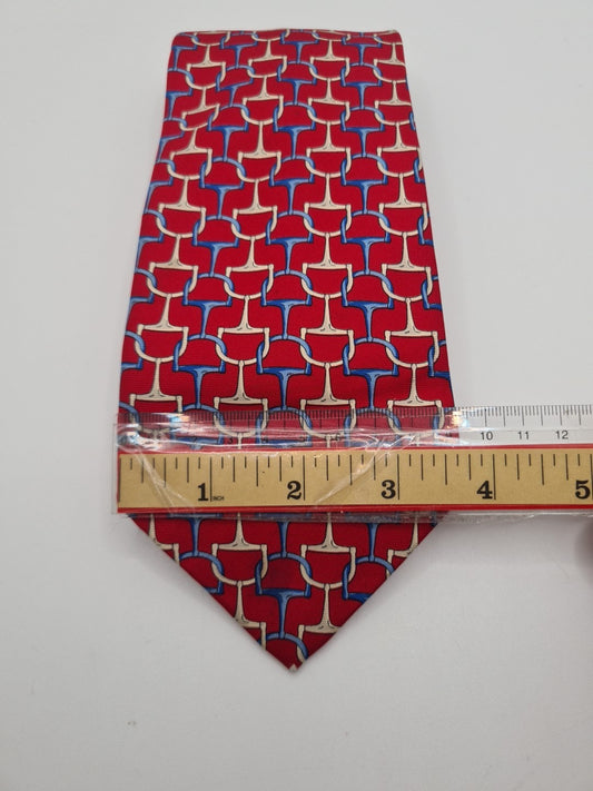John Comfort Red Chain Pattern Mens Silk Tie Classic Designer Necktie Vintage Mens Tie UK BX12