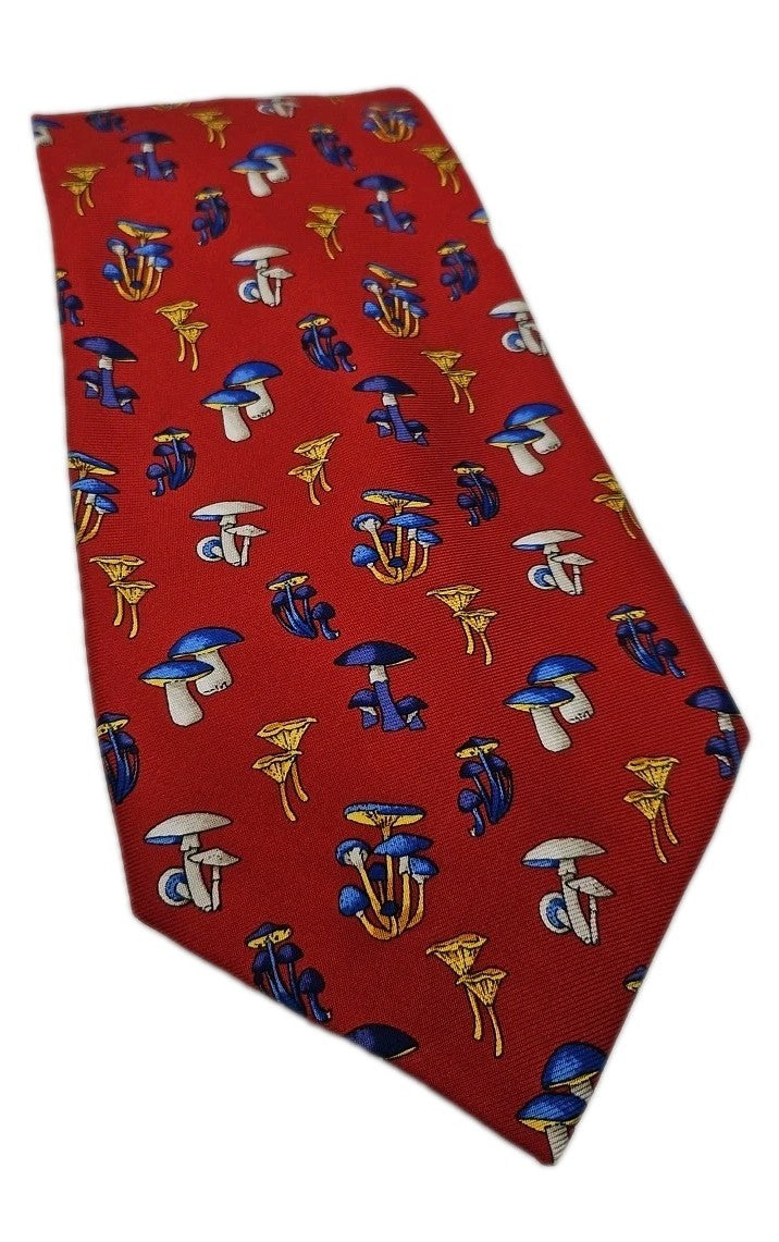 Harrods red Vintage Mushroom Print Mens Silk Tie Wedding Formal Neck Tie BX11