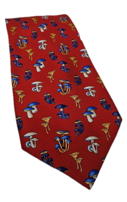 Harrods red Vintage Mushroom Print Mens Silk Tie Wedding Formal Neck Tie BX11