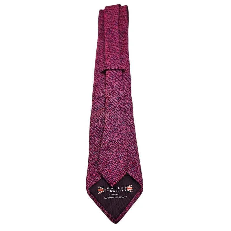 Charles Tyrwhitt Men's Pink & Navy Lace Like Loose Woven Silk Tie