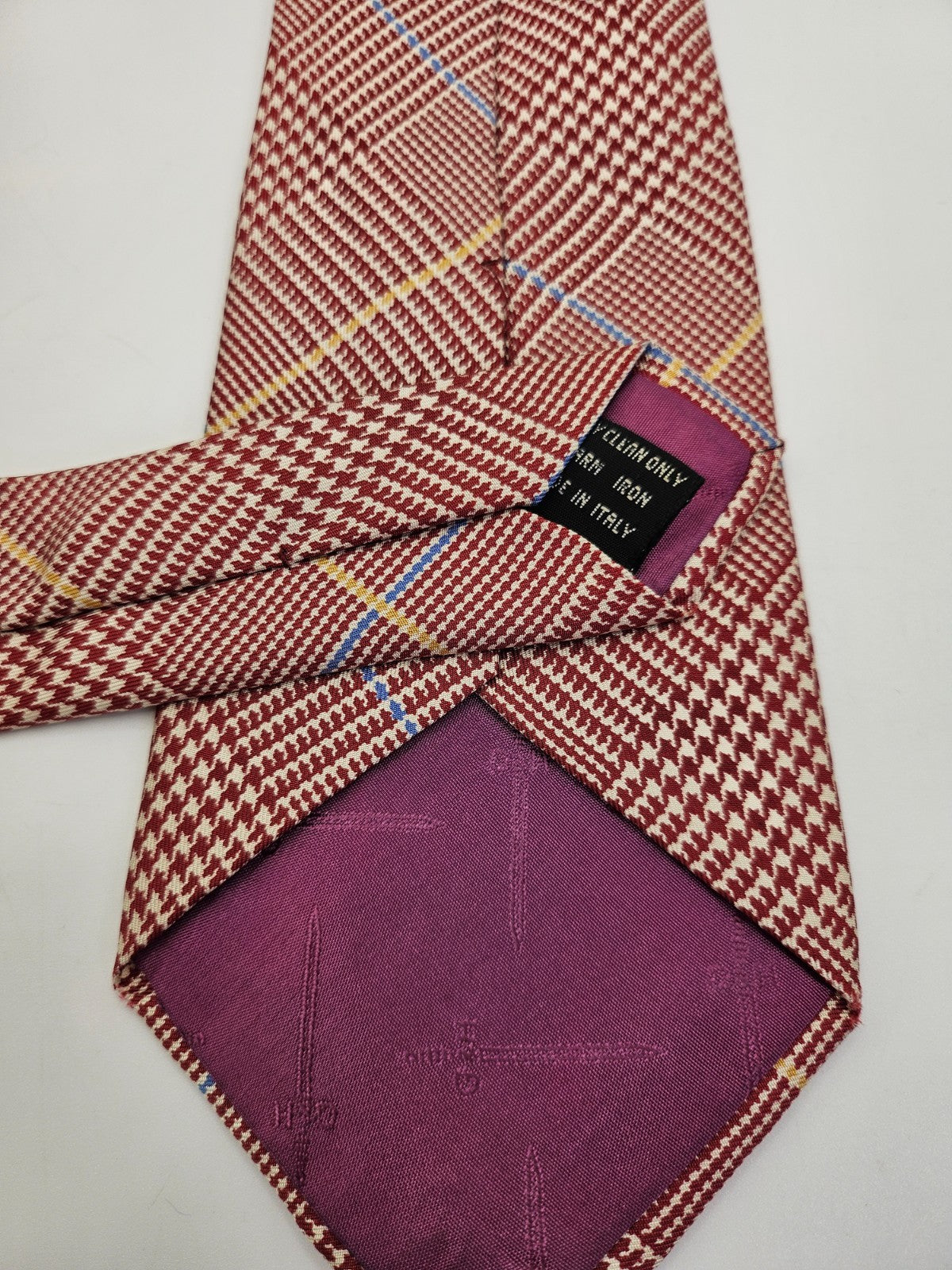 Gieves & Hawkes Mens Silk Tie Red Plaid Tartan Vtg Retro Wedding Neck Tie R9