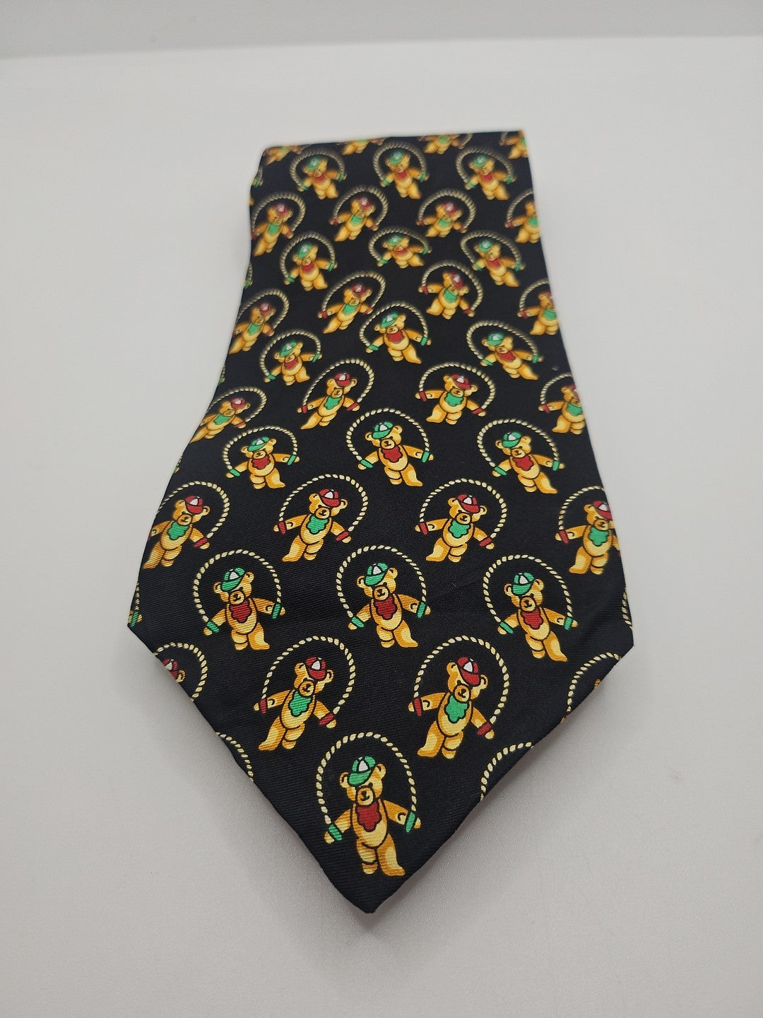 Vintage Van Buck Teddy Bear Print Mens Silk Tie Wedding Formal Neck Tie BX15