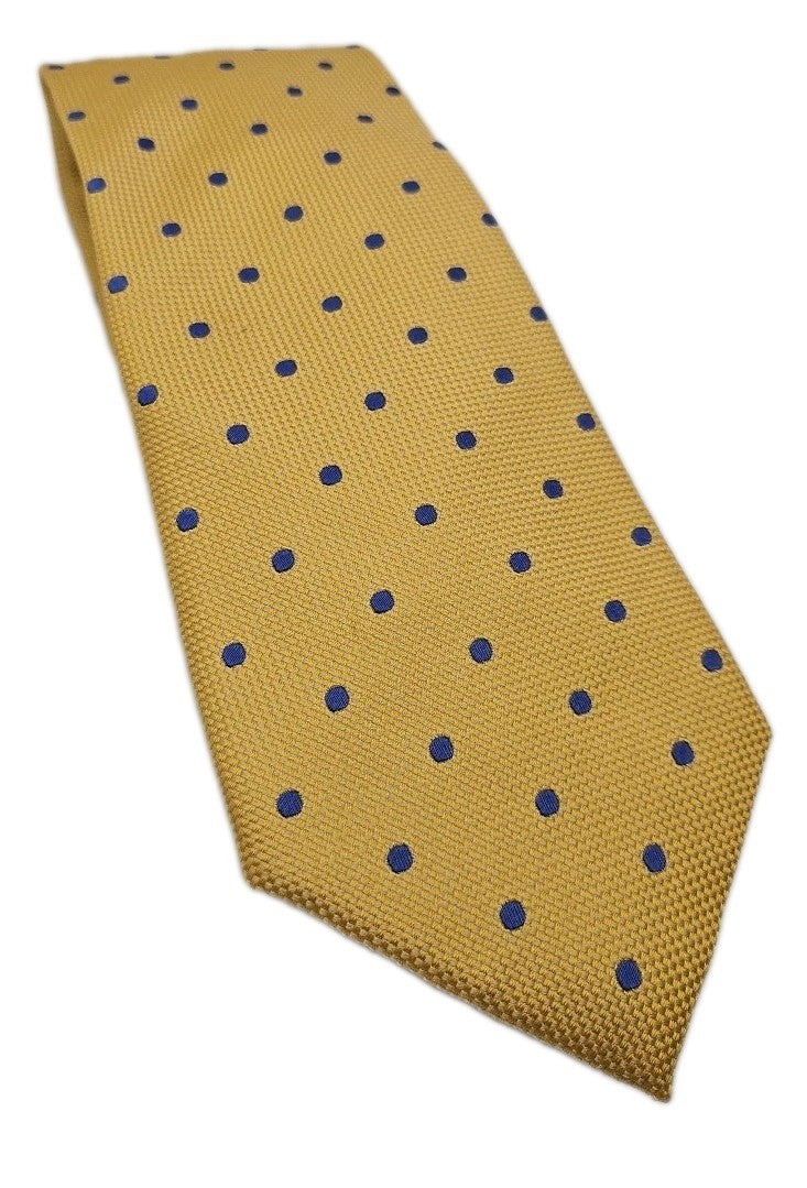 Charles Tyrwhitt Yellow / Blue Spotty Mens Silk Tie Wedding Formal Neck Tie BX13