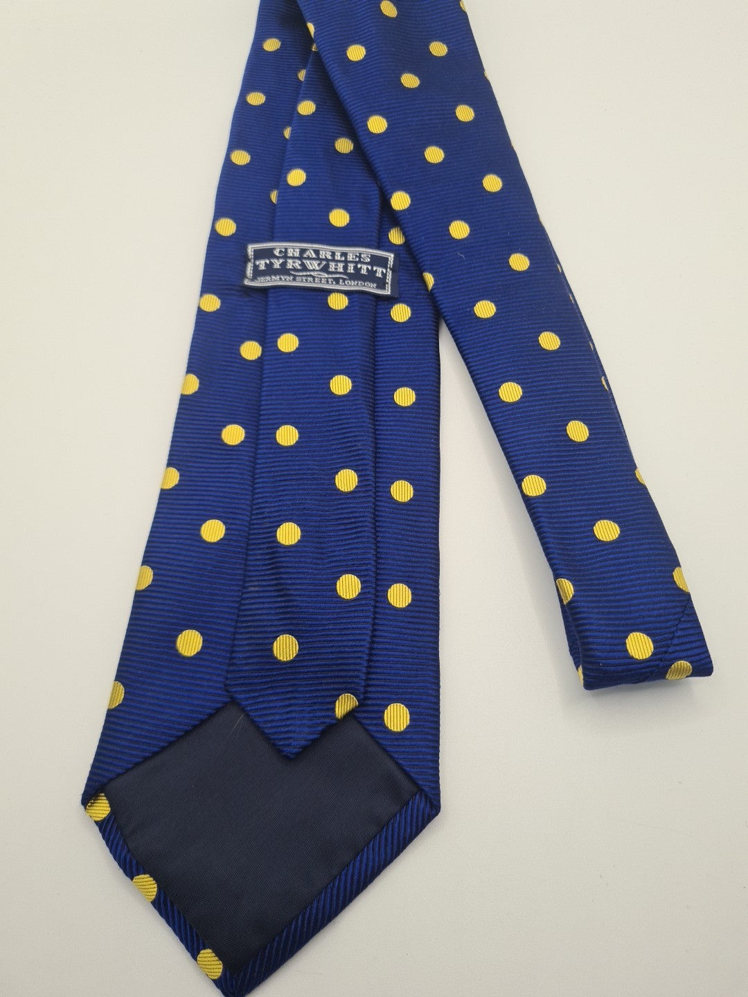 Charles Tyrwhitt Blue Yellow Spotty Mens Silk Tie Classic Designer Necktie Spotted Vintage Mens Tie UK BX8